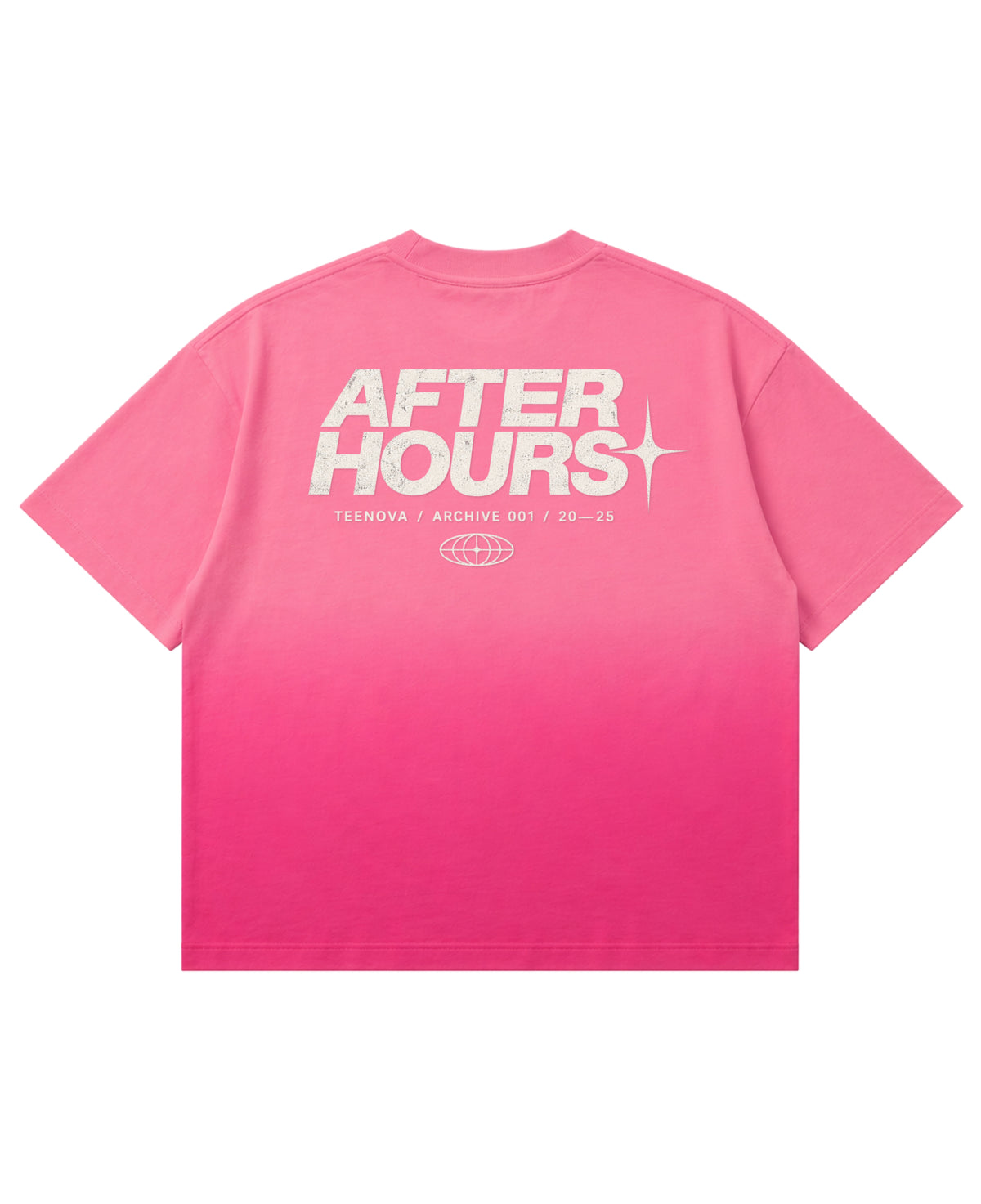 Pink Sunfade Ombré Wash Boxy Fit T-shirt Back Design