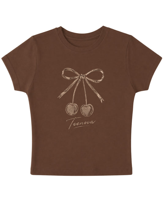 Mousse Brown Baby Tee Front Design