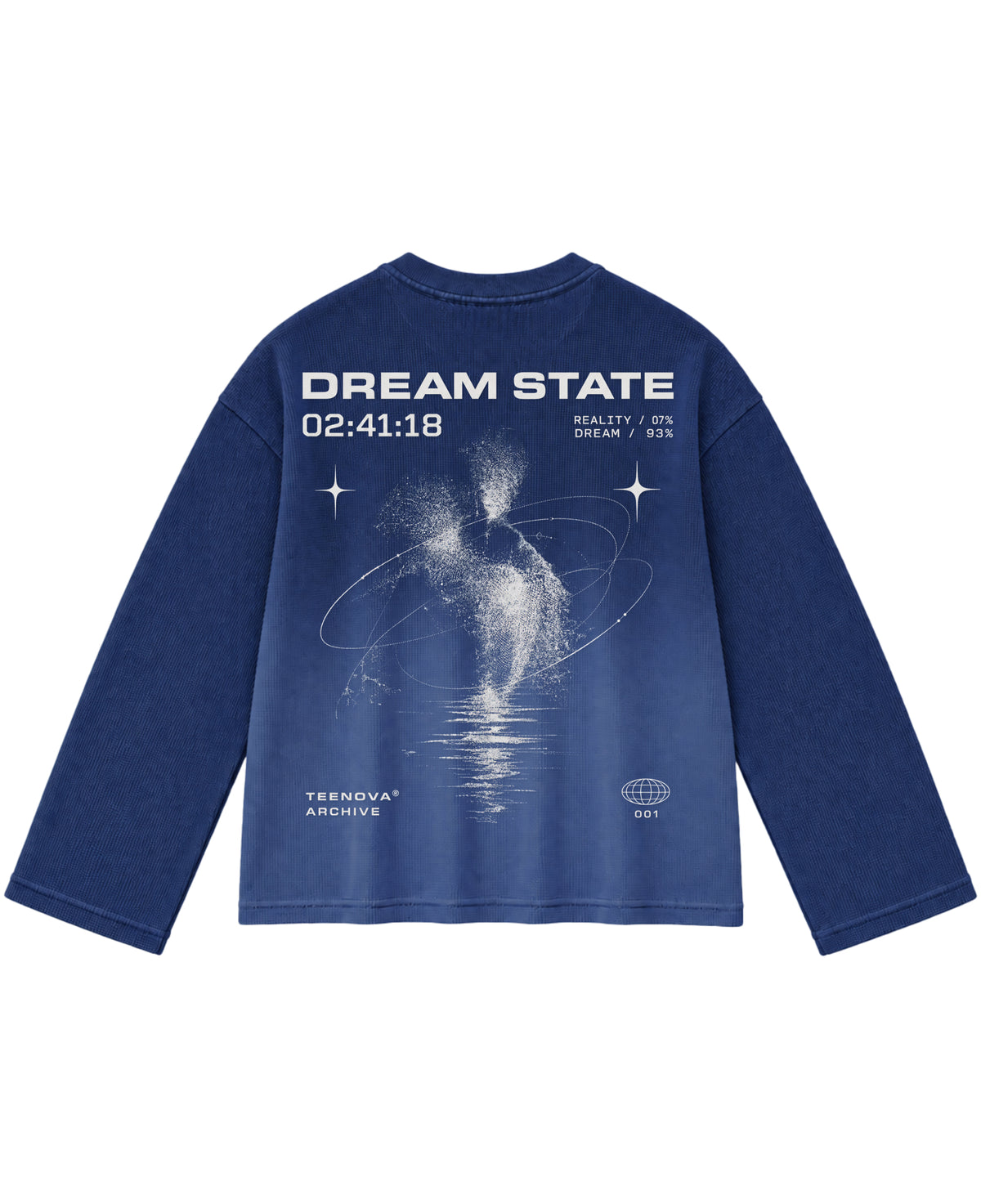 Blue Ombré Waffle Knit Oversized Full-Sleeve Back Design