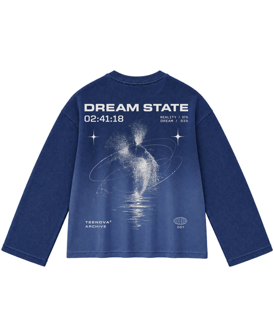 Blue Ombré Waffle Knit Oversized Full-Sleeve Back Design