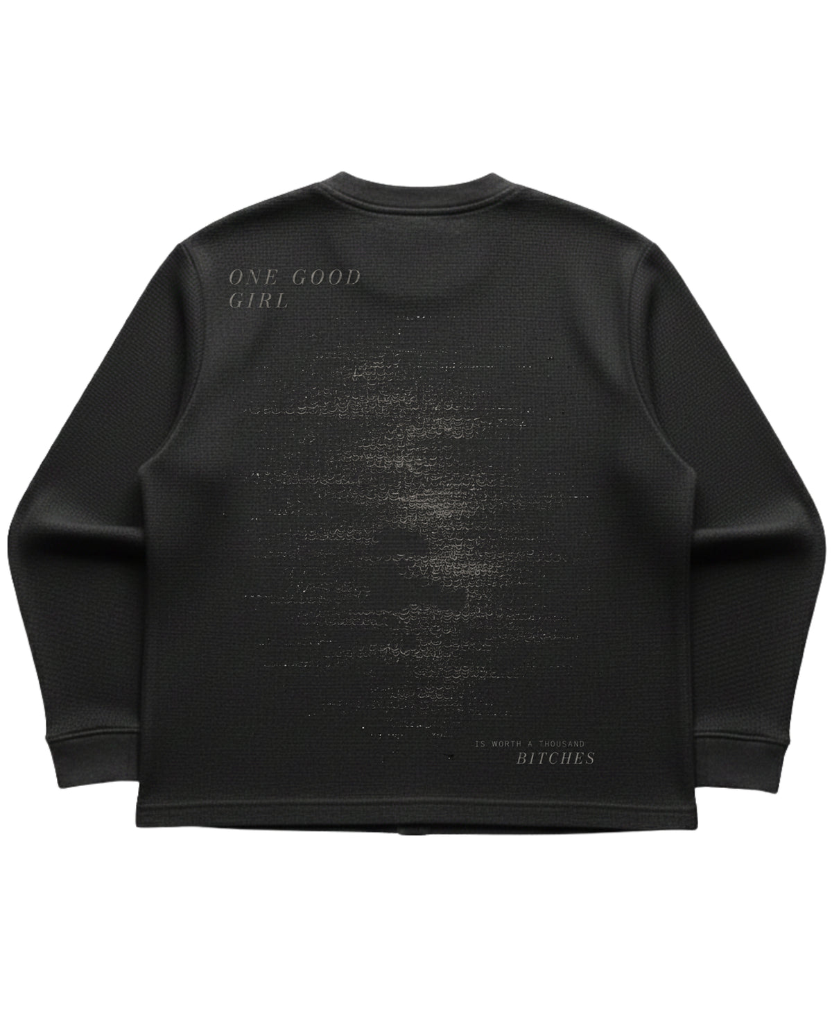 Black waffle knit oversized full-sleeve Back Design