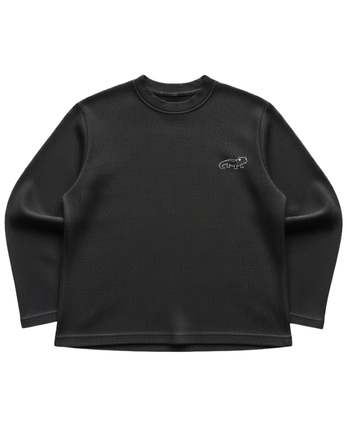Black waffle knit oversized full-sleeve Front Design