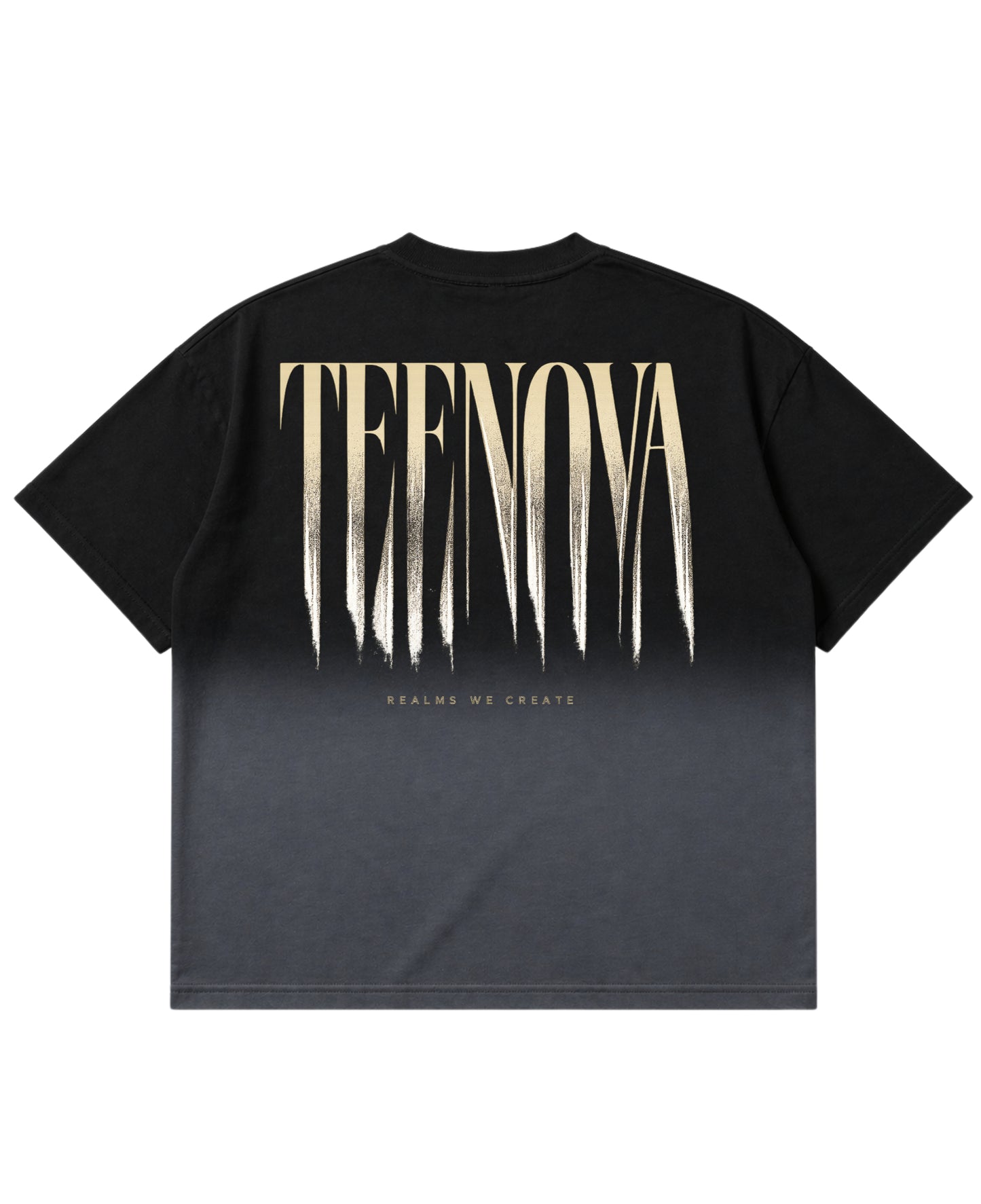 Black Ombré Wash Boxy Fit T-shirt Back Design