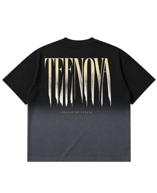 Black Ombré Wash Boxy Fit T-shirt Back Design